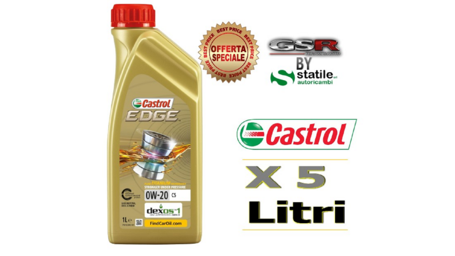 5 Litri Olio-Lubrificante Castrol Edge 0w20 C5 Lt.1